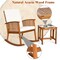 2 Pieces Teak Acacia Wood Rocking Chair Set with Cushions and Tea Table